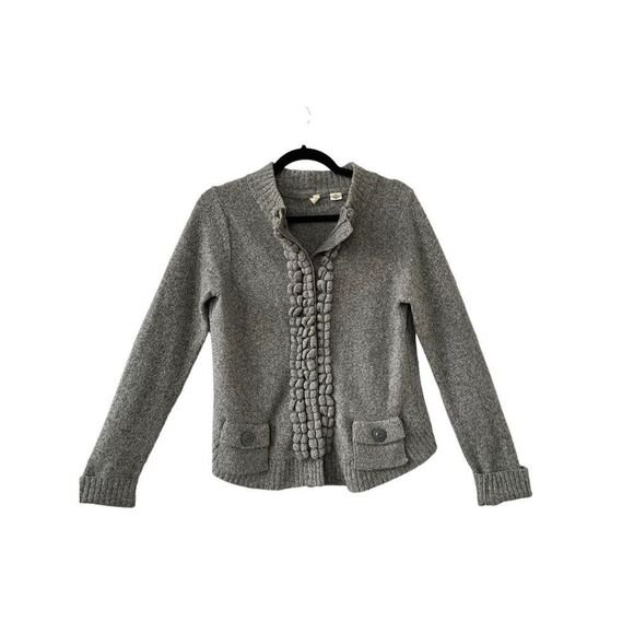 Anthropologie Moth Cardigan Sweater Wool Blend Button-Up Gray Women's Medium - Picture 1 of 6
